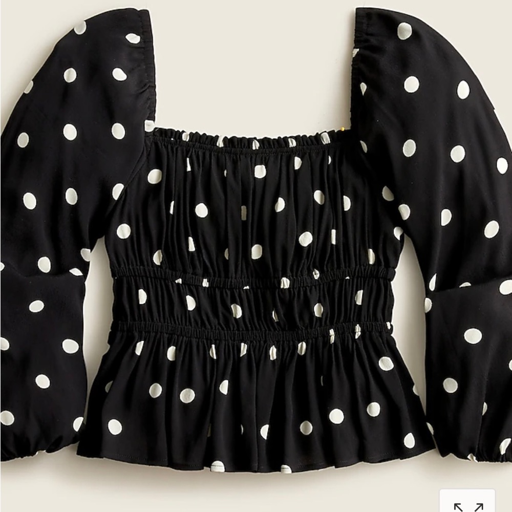 J Crew polka dot drapey peasant top